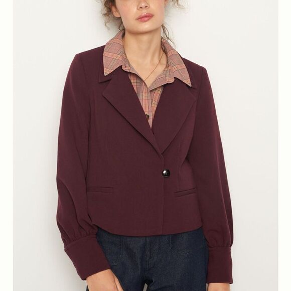 ANTHROPOLOGIE Jessica Blazer Burgundy / Wine Size Small - Picture 1 of 10